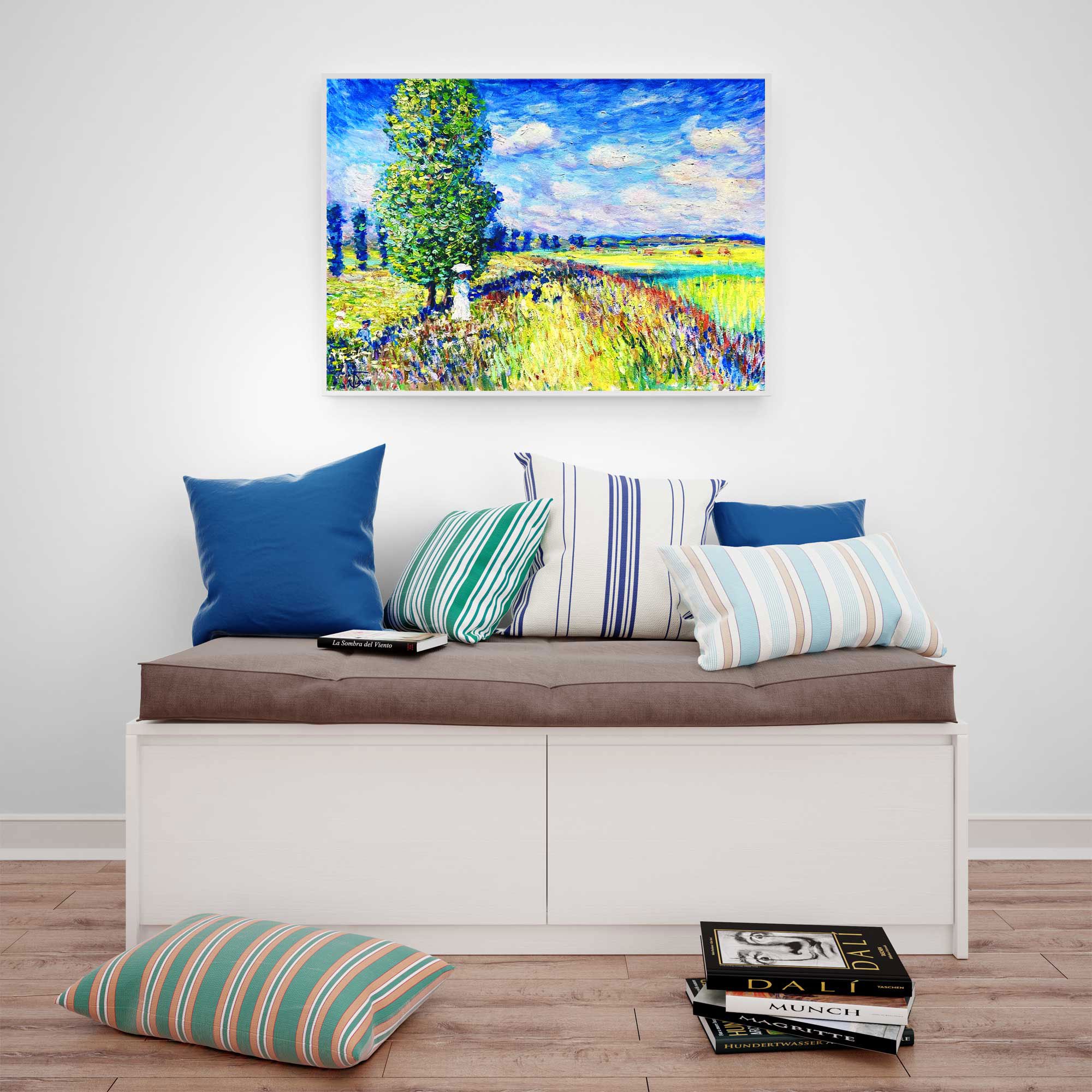 Пейзаж по мотивам Клода Моне — летнее поле, картина маслом 50×60 см - 3